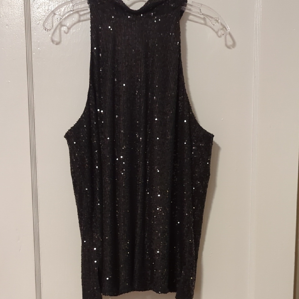 Black Sequin Sleeveless Top